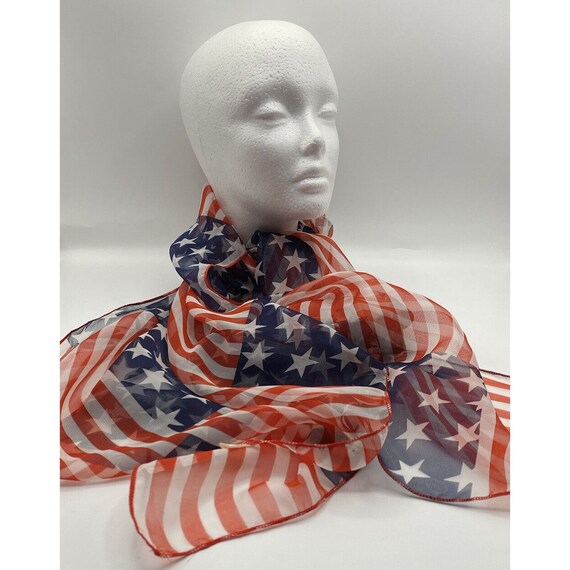 Vintage Stars And Stripes Rectangular Sheer Scarf… - image 2