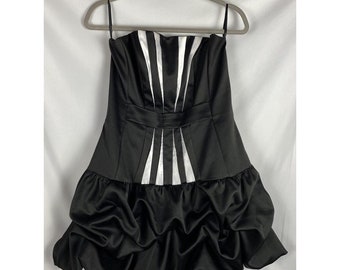 Jessica McClintock For Gunne Sax Balloon Dress Size 11 Formal Party Black Satin