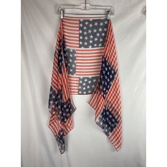 Vintage Stars And Stripes Rectangular Sheer Scarf… - image 3