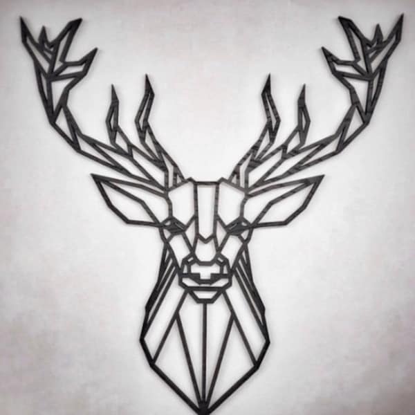 Geometric Stag Wooden Wall Art
