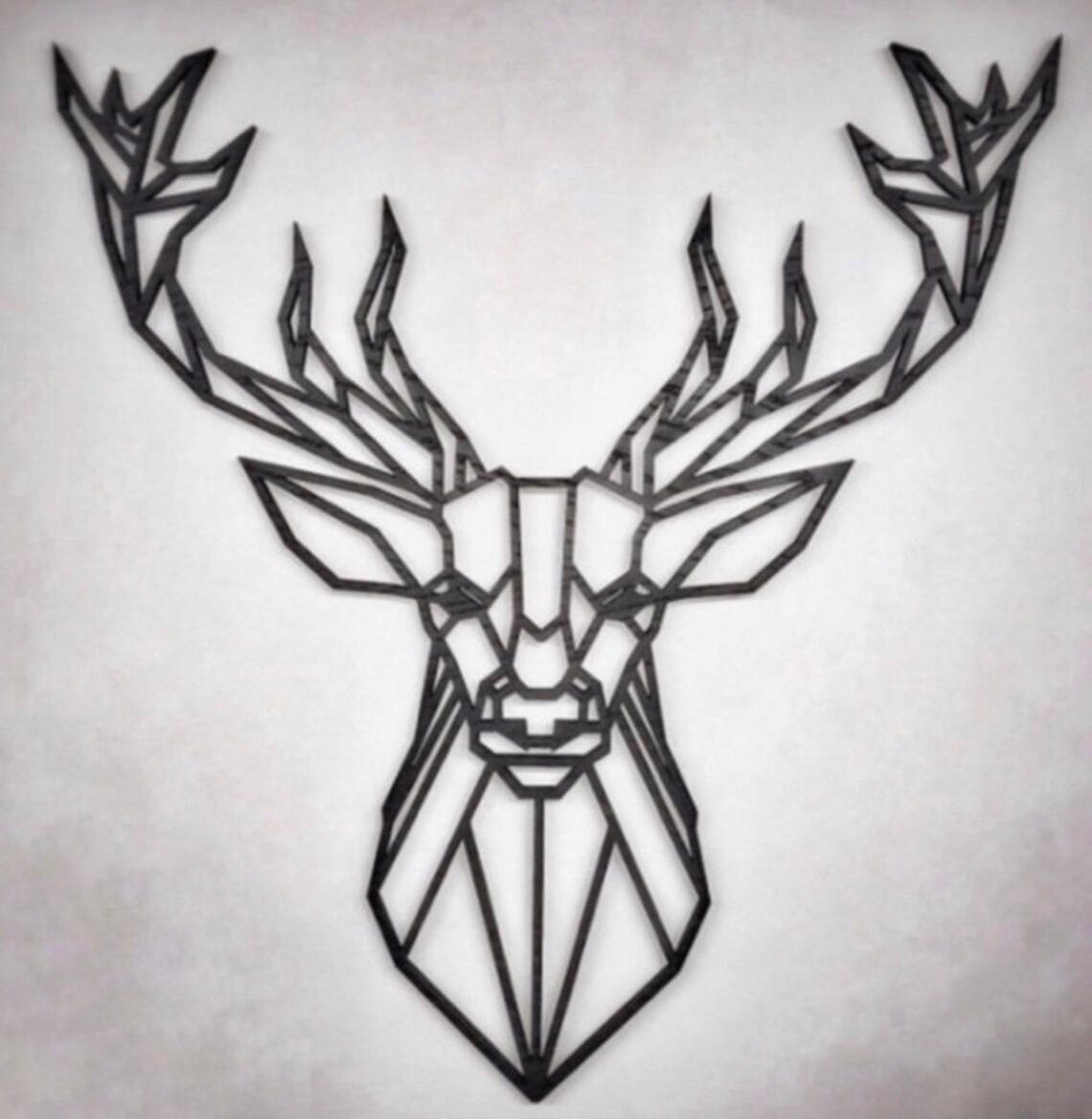 Geometric Stag Wooden Wall Art Etsy