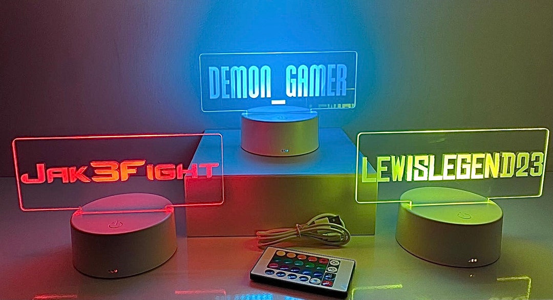 Personalised LED Gaming Name Sign: Remote Control Night Light - Etsy UK