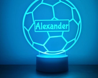 personalised Football LED Night Light: Remote Controlled, Laser Engraved