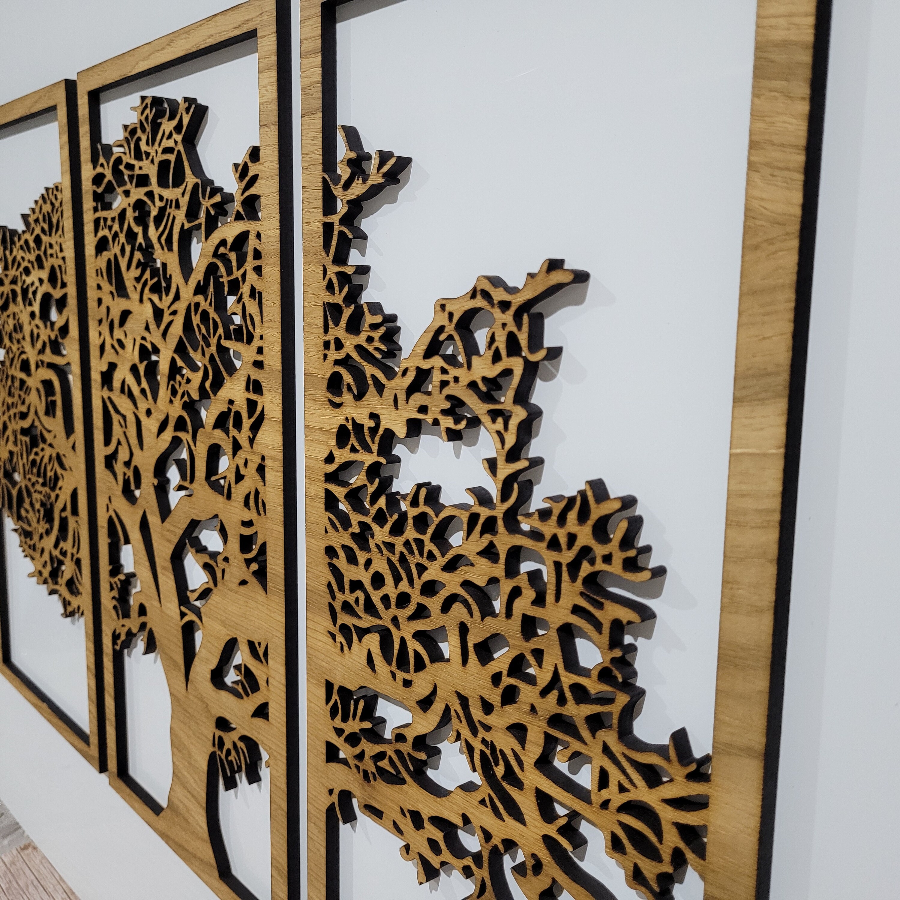 Stunning Tree of Life Wall Art Wooden 3 Piece Walnut or Black - Etsy UK