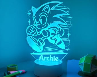 Personalised Sonic the Hedgehog LED Night Light: Remote Controlled, Multicolour Lamp