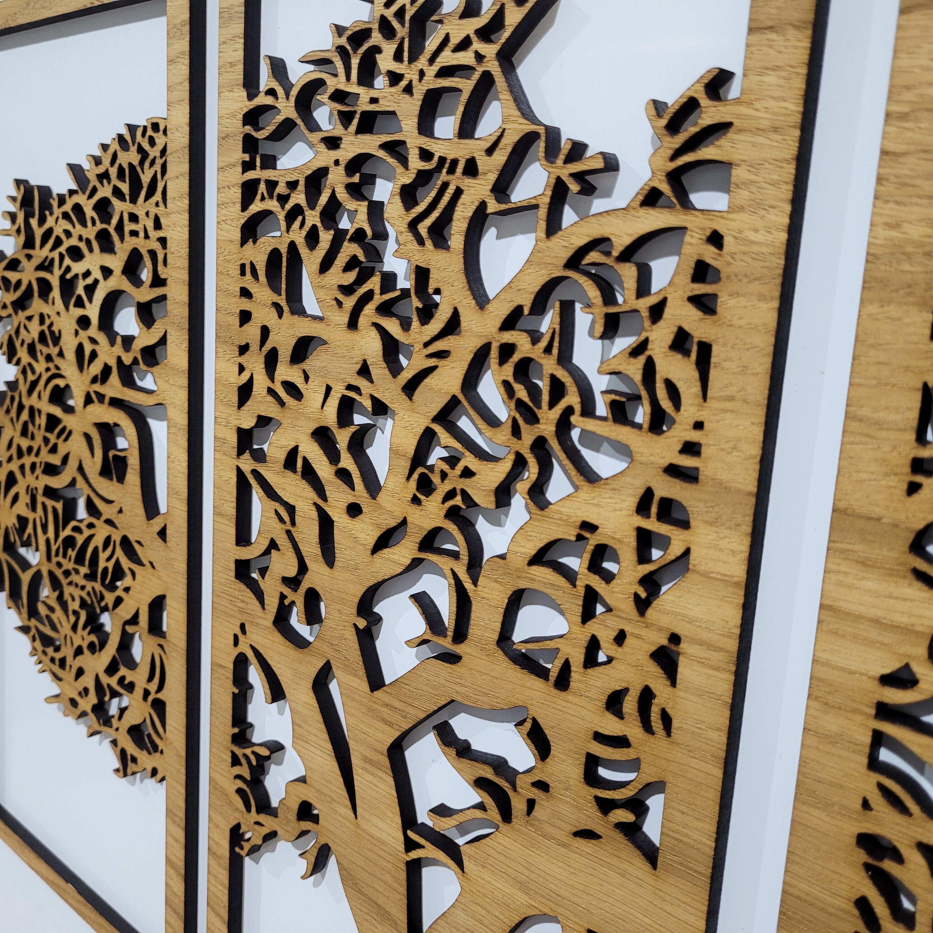 Stunning Tree of Life Wall Art Wooden 3 Piece Walnut or Black - Etsy UK