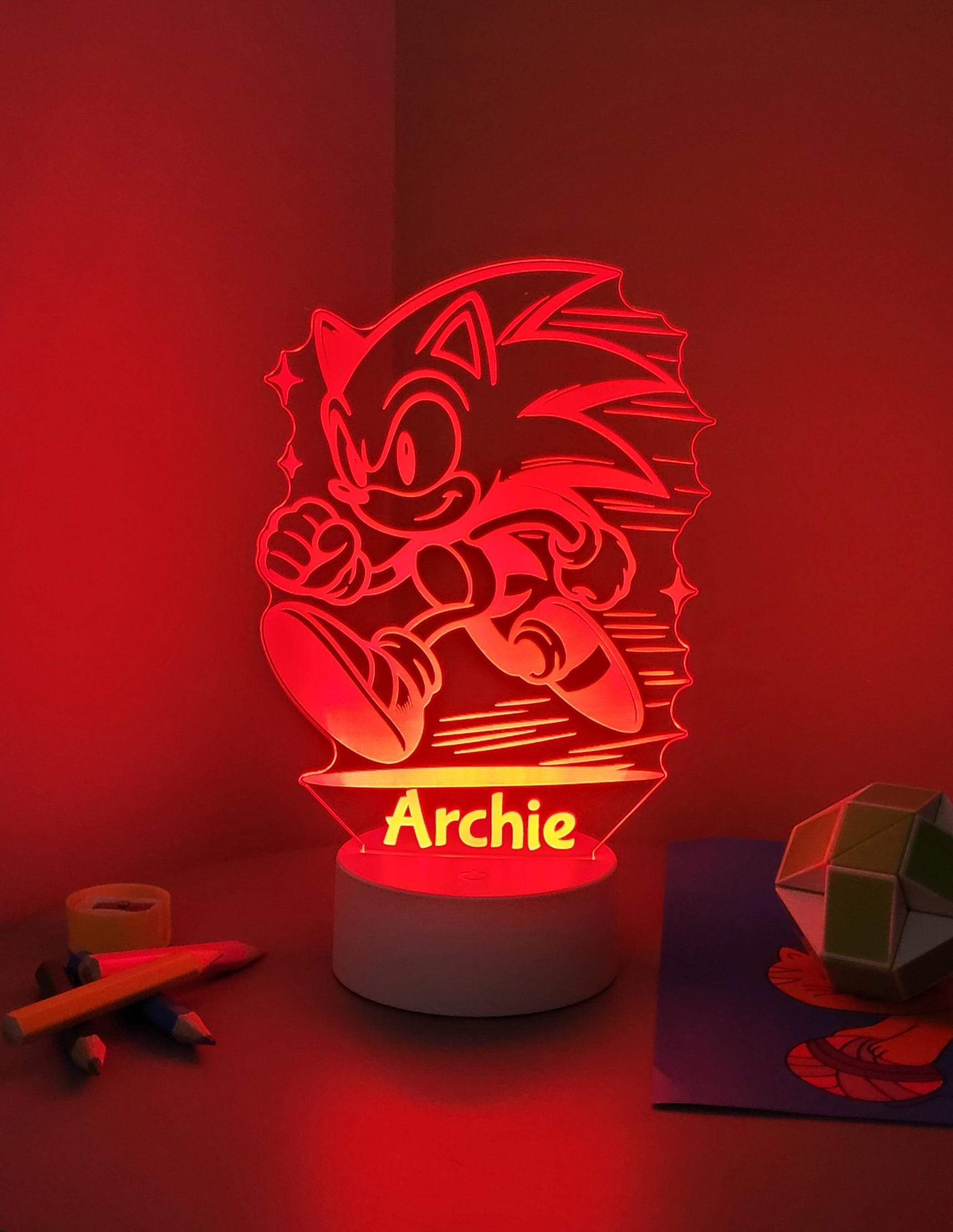 Personalised Sonic the Hedgehog LED Night Light: Remote Controlled ...