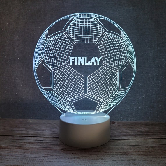 Veilleuse de football LED personnalisée Lampe télécommandée Lumière de  footballeur 16 couleurs Gravé au laser Base blanche ou noire -  France