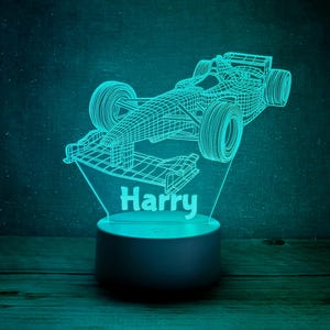 Personalised 3D F1 Racing Car LED Lamp: Remote Control Color Changing Light