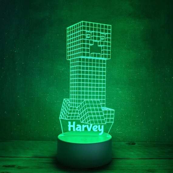 Personnalisé 3D Led Minecraft Creeper Night Light Illusion Lampe Laser Cut  Gravé -  France