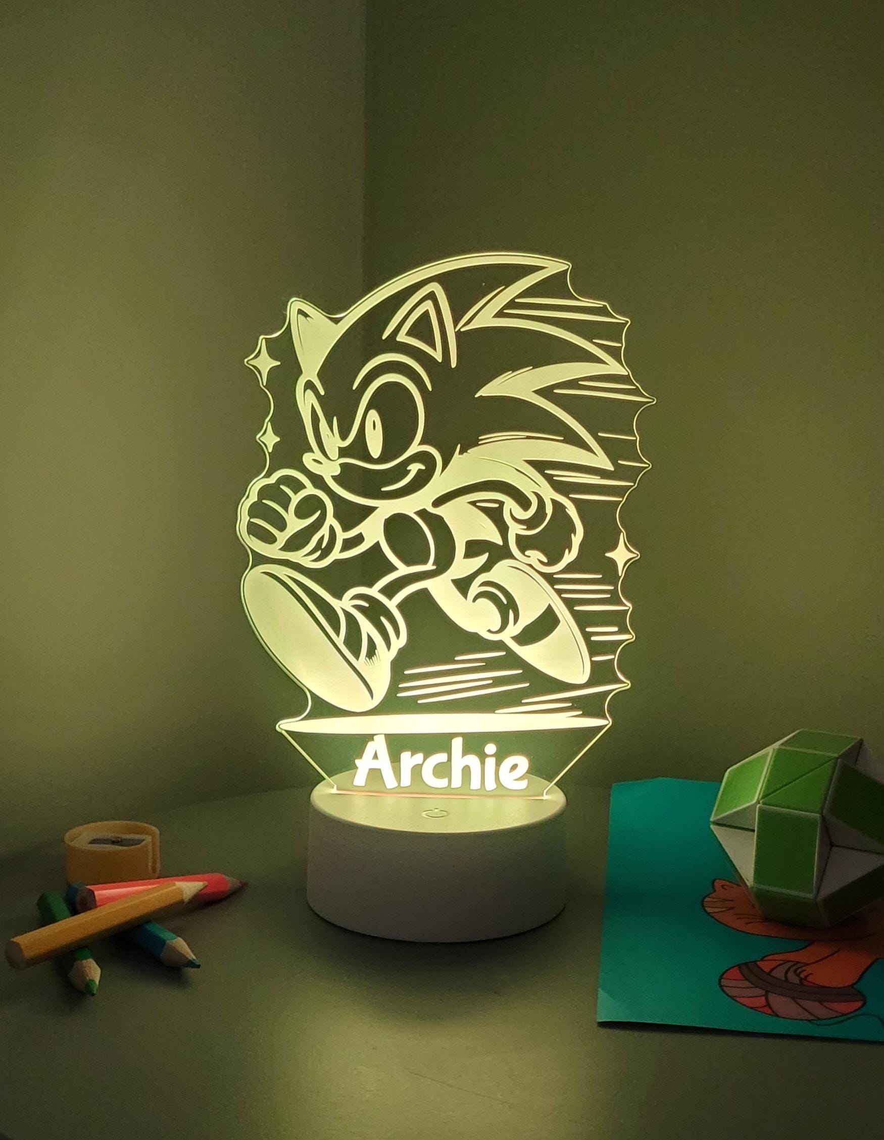 Personalised Sonic the Hedgehog LED Night Light: Remote Controlled ...