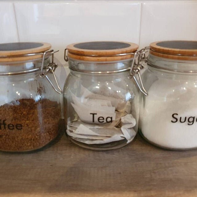 Tea Coffee Sugar Canister Labels Kitchen Caddy Label Starter Etsy
