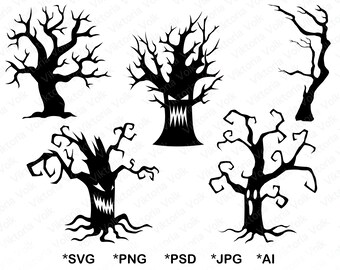 Spooky Tree Clipart Etsy