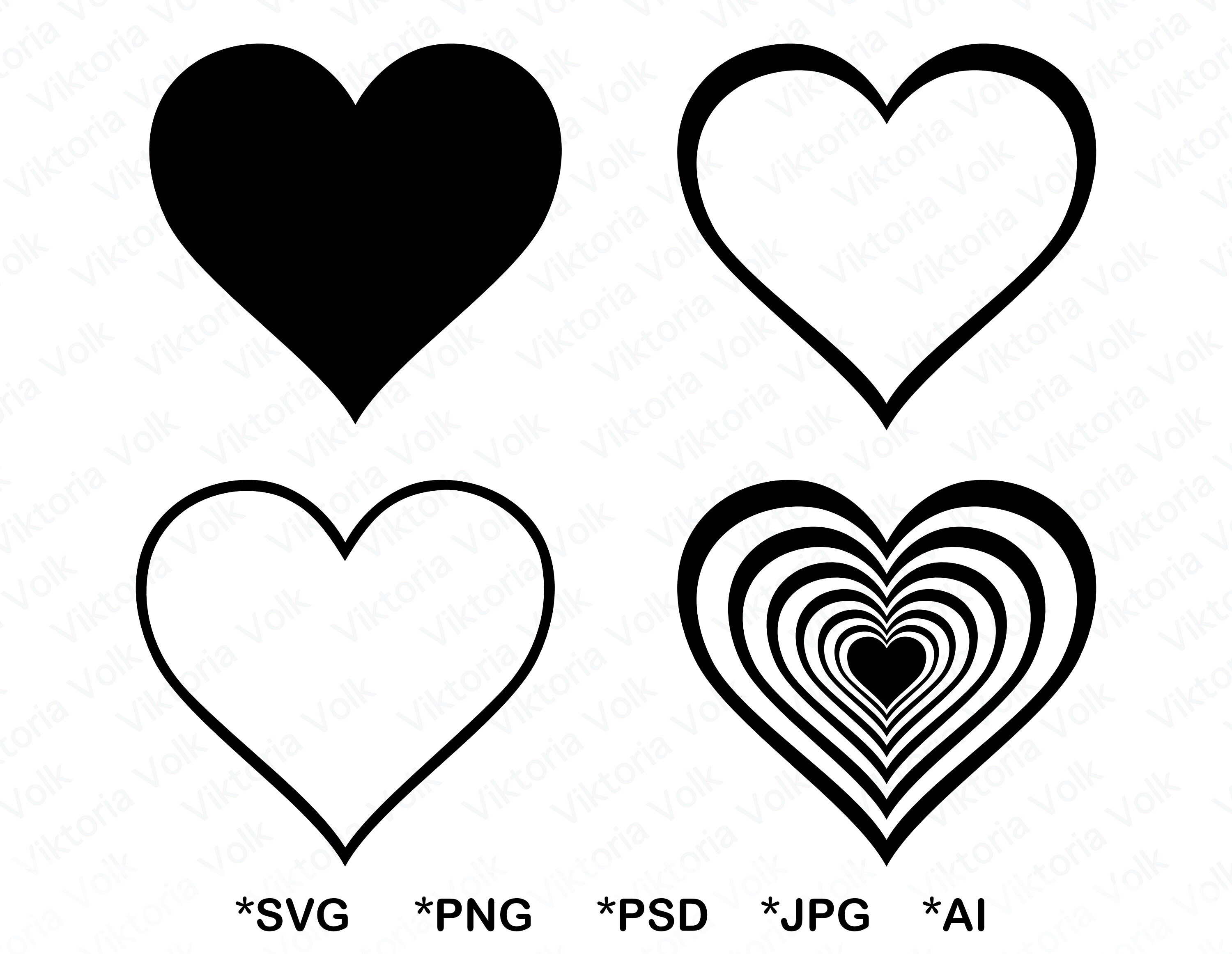 Download Hearts Svg Bundle Cricut Heart Shapes Black Heart Silhouette Etsy