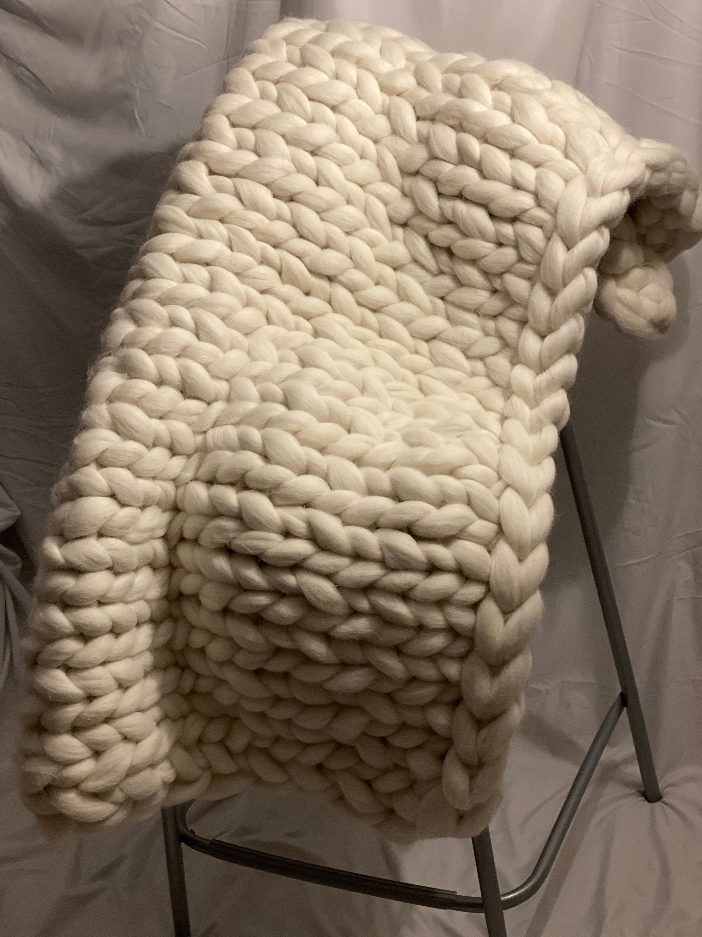 Chunky Knit blanket Homemade blanket Merino wool blanket Etsy
