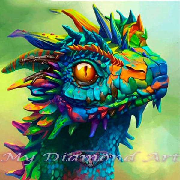 5D DIY My Diamond Art (Colorful Baby Dragon) Diamond Painting Kit (NEW)