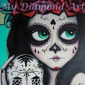 Kit de peinture diamant 5D DIY My Diamond Art (Fille crâne du jour des morts) (NOUVEAU)