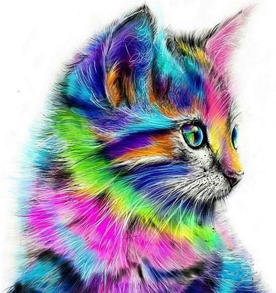 Diamond Painting Rainbow Cat – Diamonds Wizard