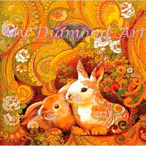 Easter Rabbit Diamond Painting Kits for Adults,Round Full Drill 5D Diamond  Art for Home Wall Decor 12x 16 Inch