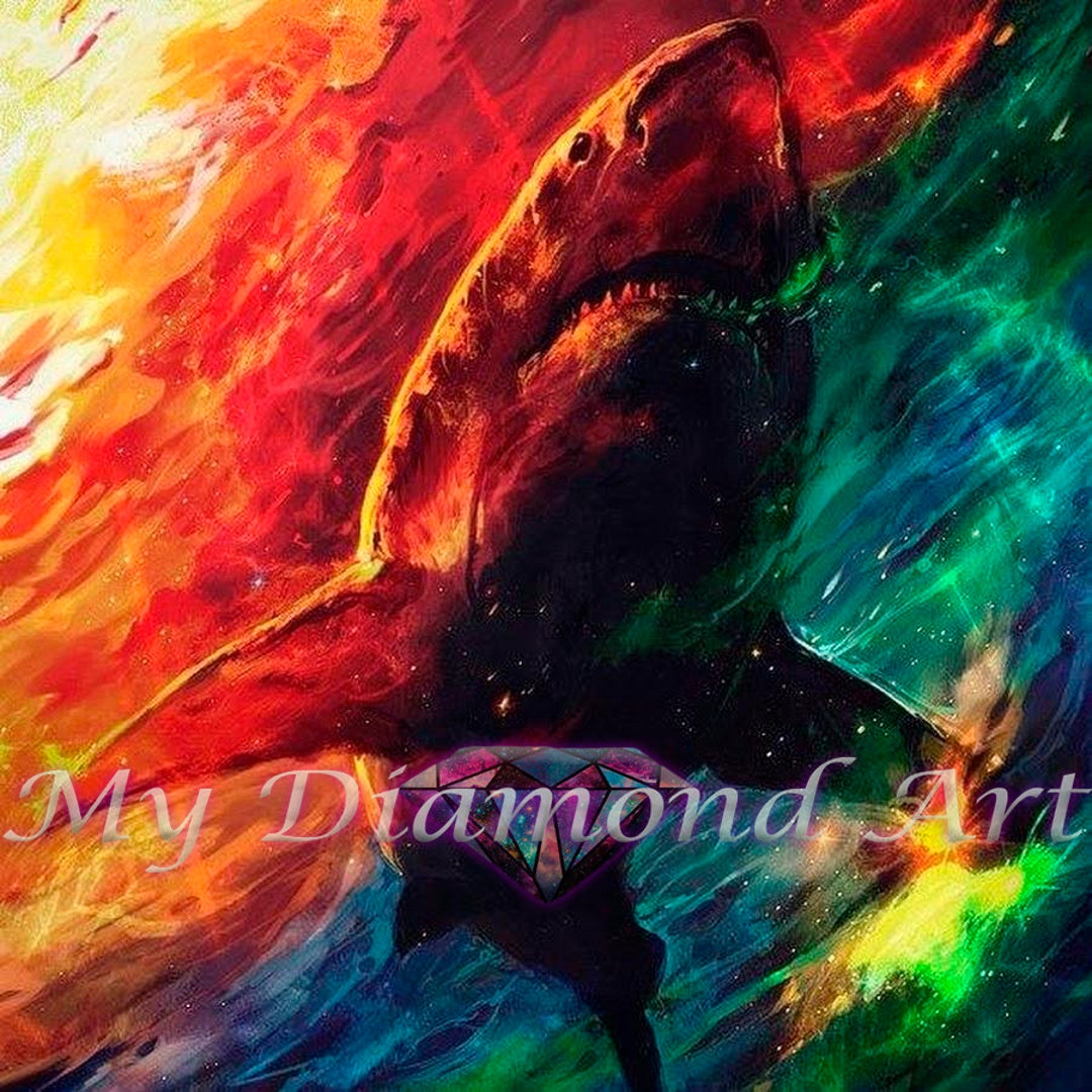 5D DIY My Diamond Art colorful Shark Diamond Painting Kit Etsy