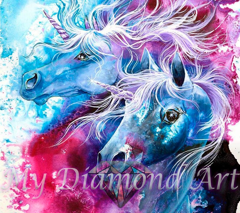 5D DIY My Diamond Art two Unicorns Diamond Painting Kit Etsy