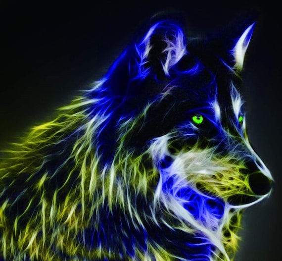 5D DIY My Diamond Art neon Wolf Diamond Painting Kit NEW 