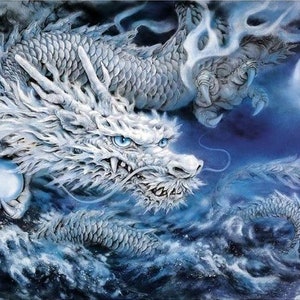 5D DIY My Diamond Art white Dragon Diamond Painting Kit NEW -  Hong Kong