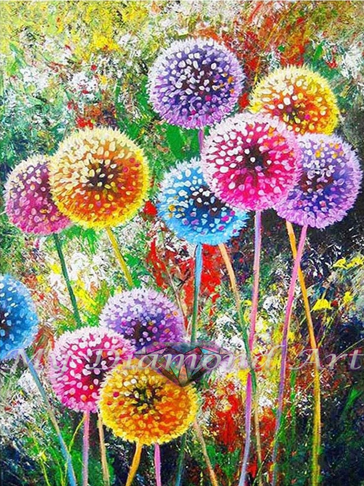 Best Deal for 5D Diamond Painting,Abstract Colored Flowers,DIY Diamond