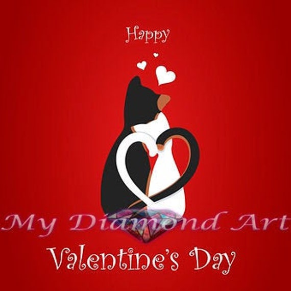 5D DIY My Diamond Art cat Valentine Diamond Painting Kit NEW 