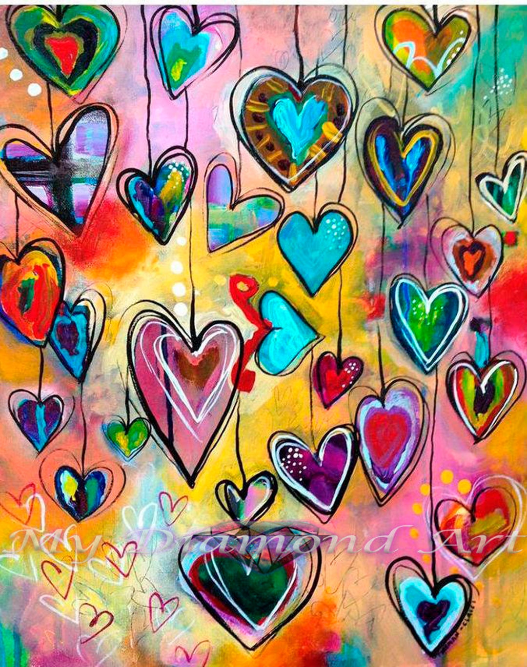 5D DIY My Diamond Art colorful Hearts Diamond Painting Kit NEW Etsy