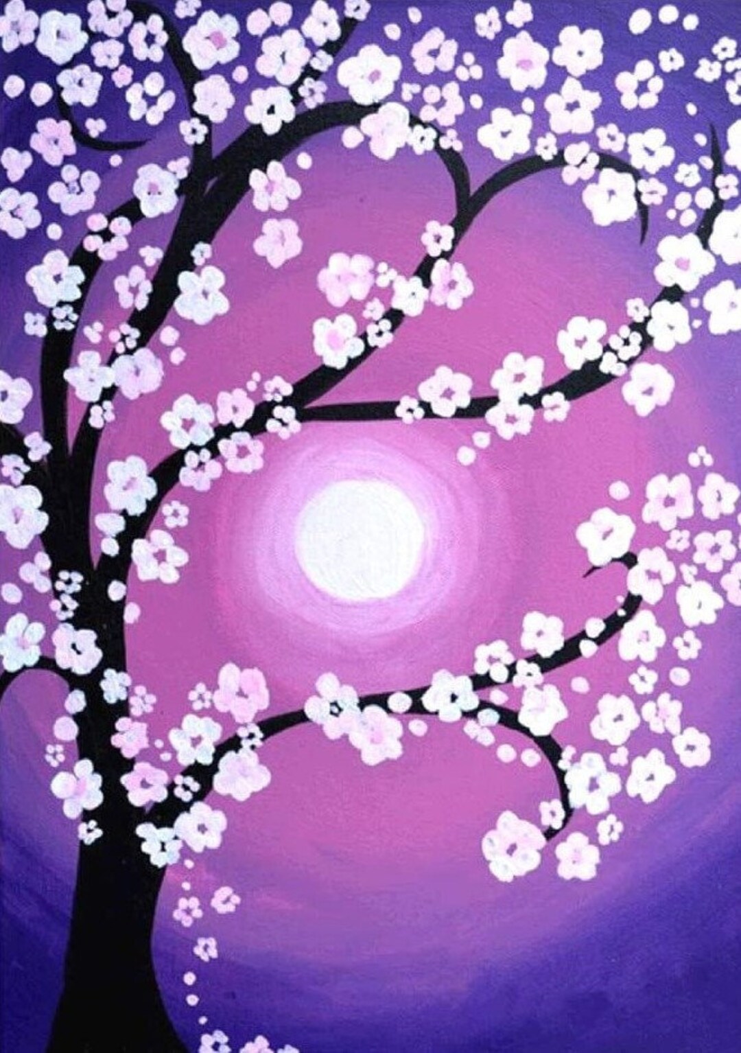 5D DIY My Diamond Art purple Moonlight Flower Tree Diamond Painting Kit