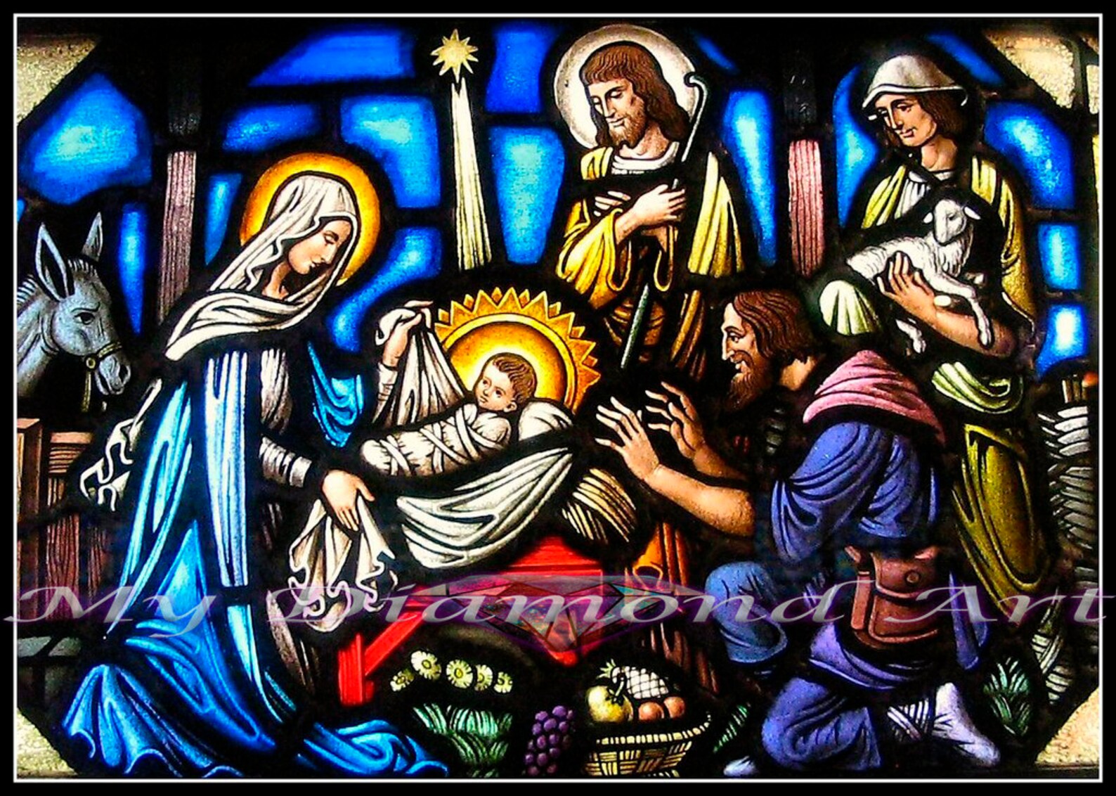 5D DIY My Diamond Art Nativity Scene Stained Glass Diamond | Etsy