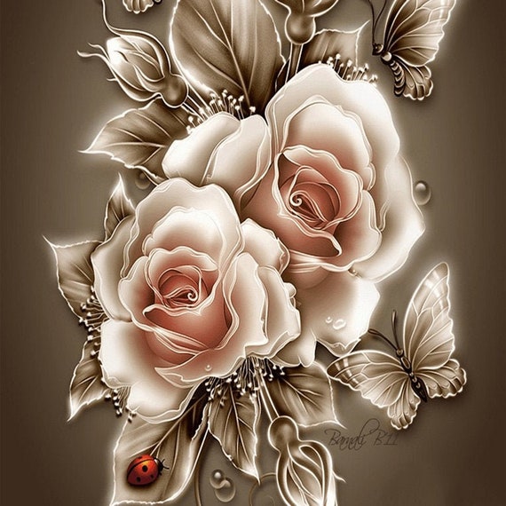 Kit Diamond Painting 5D Paon Et Fleurs - DIY Art Du Diamant, Couleur Rose, Neuf