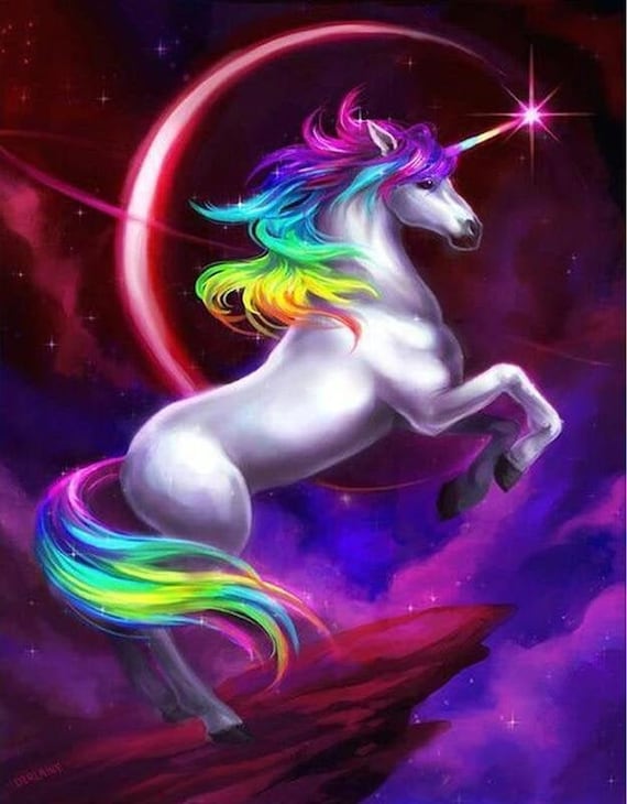 Rainbow Unicorn (velvet cloth) AB drill full round/square diamond painting