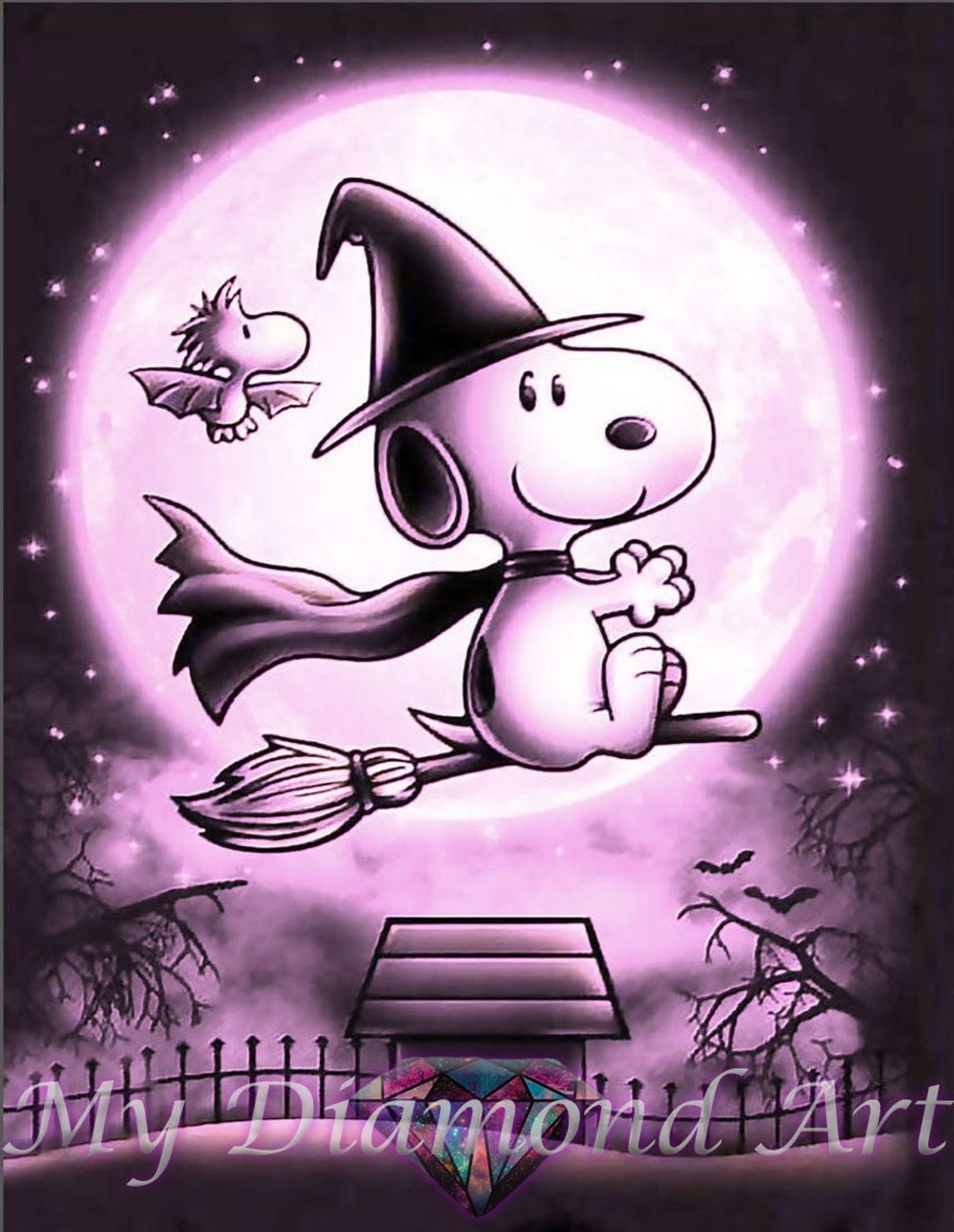 5D DIY マイ ダイヤモンド アート (ハロウィン スヌーピー ウィッチ