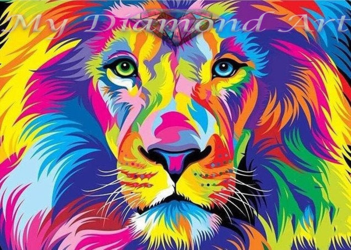 5D DIY My Diamond Art colorful Lion Diamond Painting Kit - Etsy
