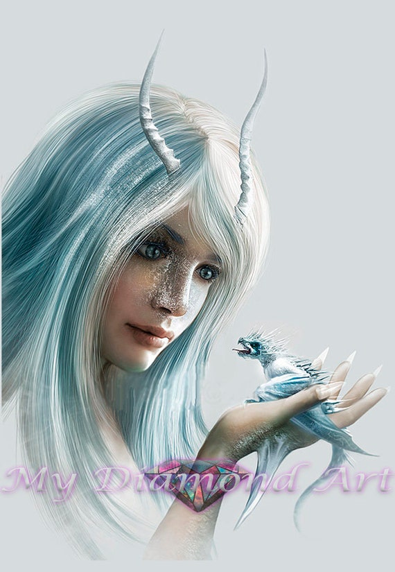 5D DIY My Diamond Art white Dragon Fairy Diamond Painting Kit NEW