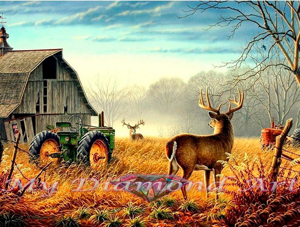 Deer Animal 5D Diamond Painting Kits Square Round Gems Wall Picture Winter  Art