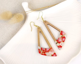 MELISSA earrings in wood and varnished Japanese paper