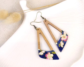 MARINE earrings in wood and Japanese paper