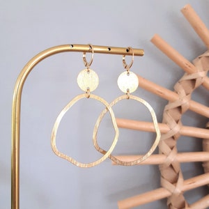 Earrings KYOTO golden charm striated texture
