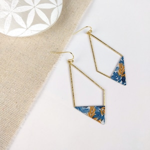 AGATHE earrings with textured diamond charm and varnished Japanese paper