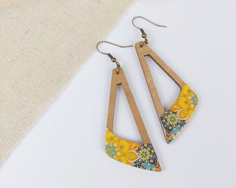 LOANE earrings in wood and Japanese paper