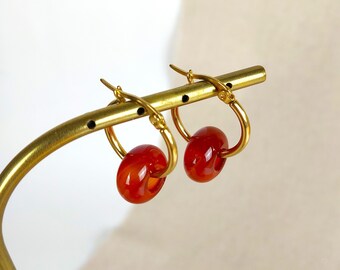 JULIA hoop earrings and donut beads in Carnelian