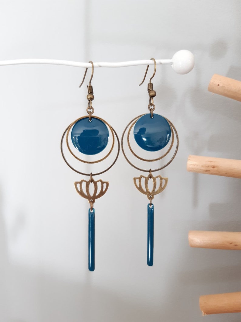CAPUCINE sequin oil blue earrings