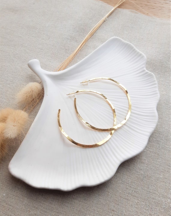Créoles RAPHAËLLE martelées, doré à l'or fin 24 carats