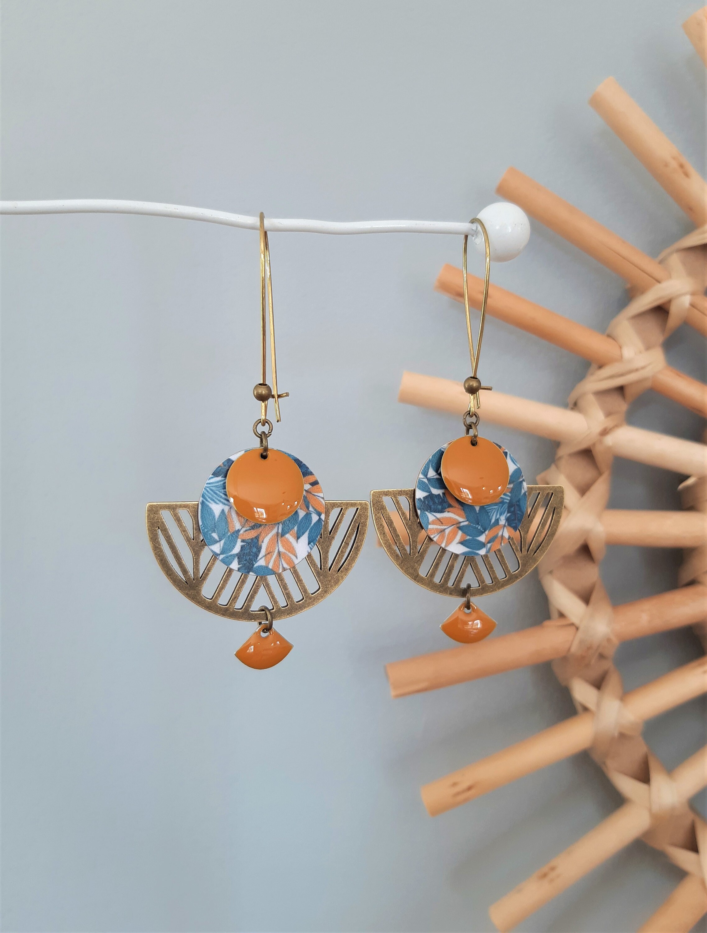 Earrings LYLOU Geometric Charm Bronze, Japanese Paper and