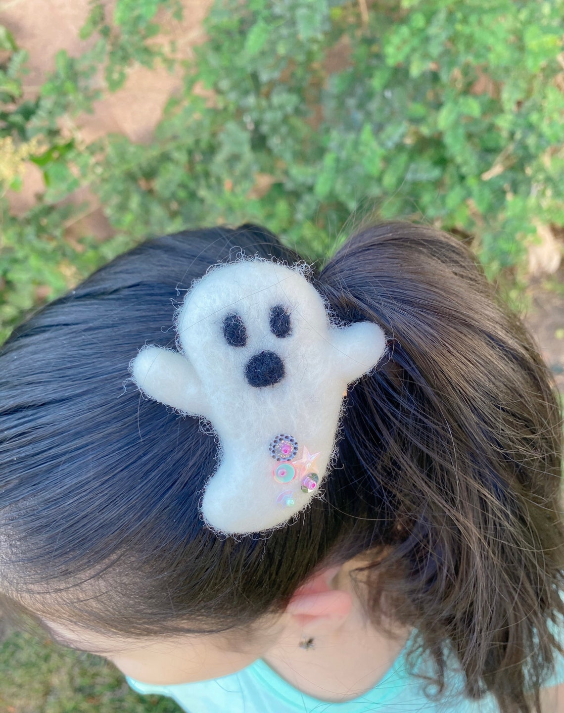 Halloween Ghost hair clip accessories wool ghost Etsy