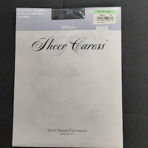 Vintage Sheer Caress Worthington Silky Sheer Pantyhose Lycra Average Navy Sandalfoot Nylon Spandex Hosiery New In Package