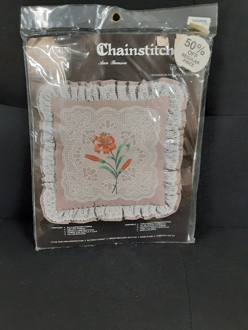 Vintage Charmin Chainstitching Pillow Craft Kit Tiger Lily New In Package Janlynn Corp Ann Benson # 35-76